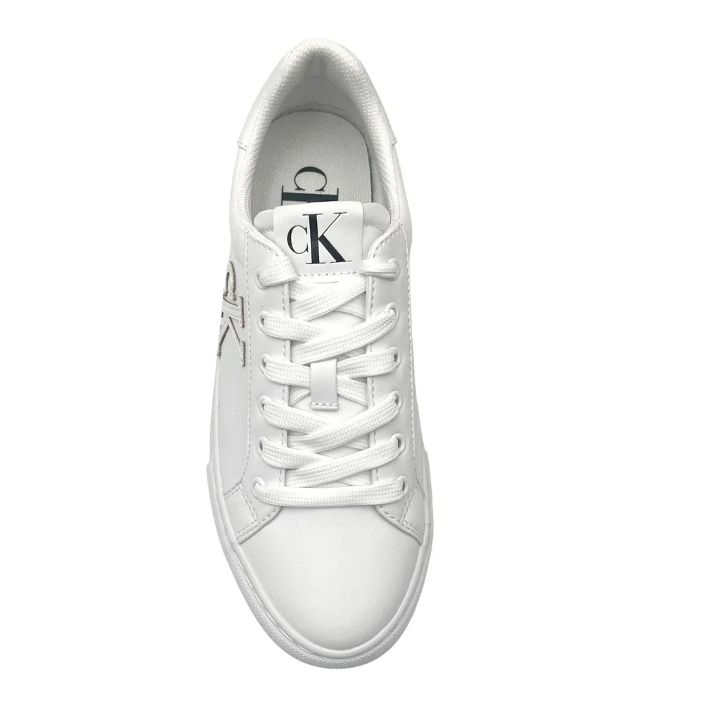 Calvin Klein Womens Calysse Casual Fashion Sneakers Size 9 White Low Top Lace up